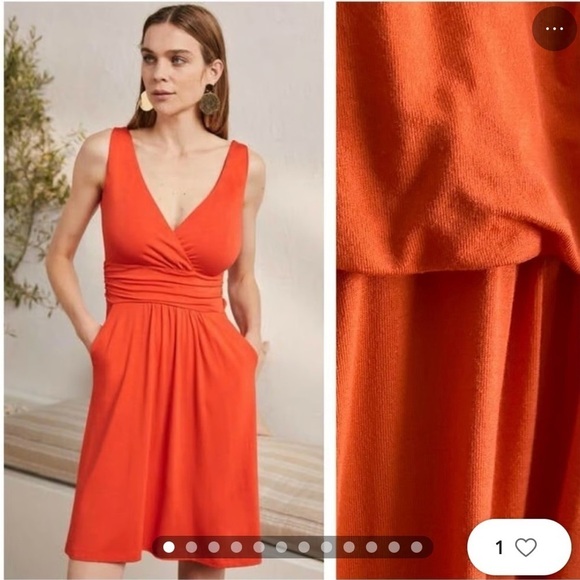 Boden elegant above knee V-neck sleeveless orange dress women’s sz 8R with flaws - Picture 1 of 12